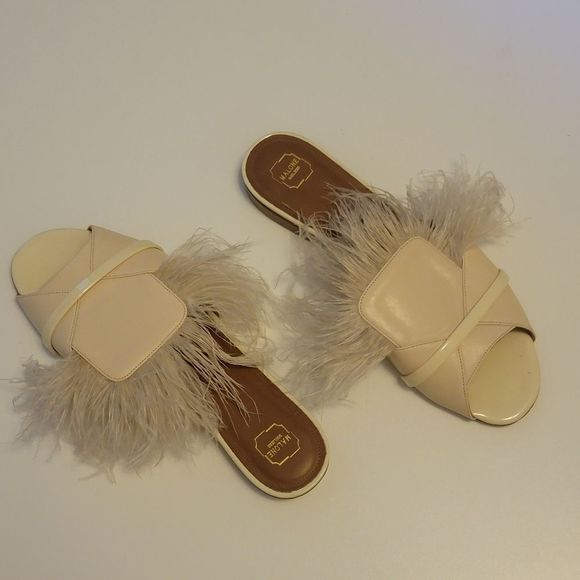 Malone Souliers 'Marina' Feather Satin Hollywood Starlet Glam Slides - Picture 2 of 11